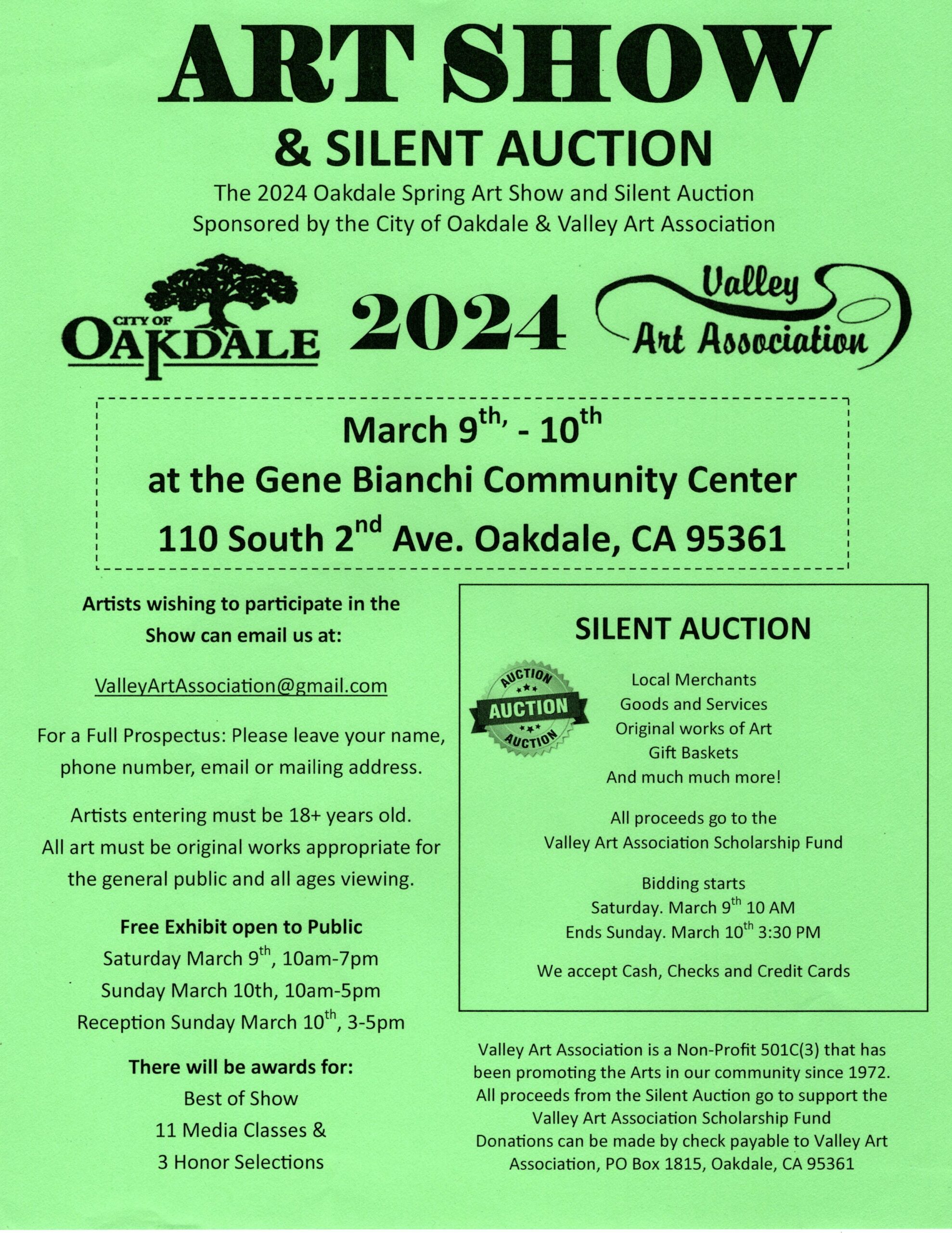 2024 Oakdale Spring Art Show Silent Auction Oakdale Events Calendar   20240309 Art Show Flyer 1 Scaled 